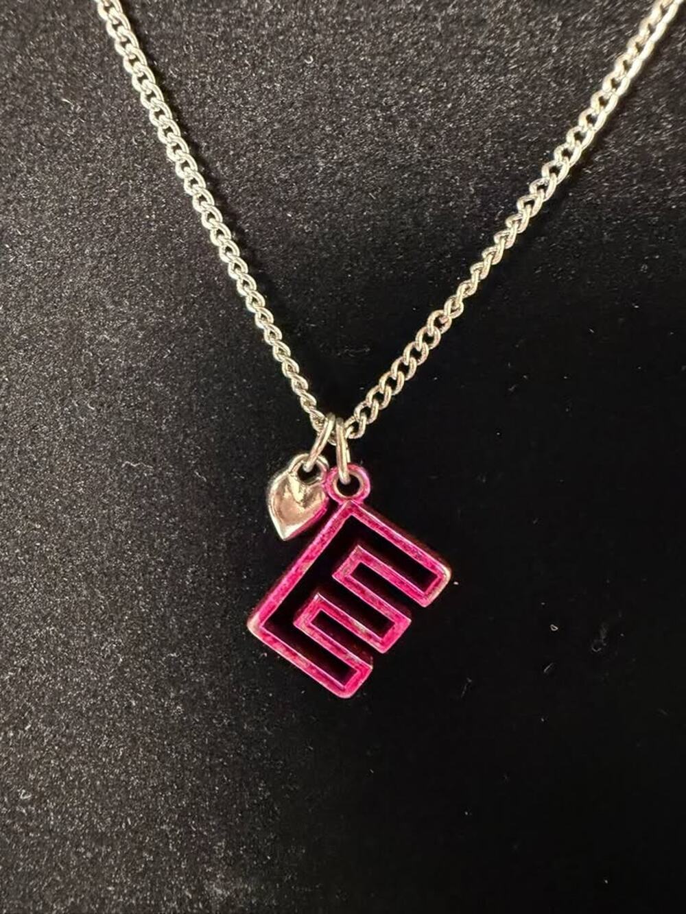 E Initial Necklace with Heart Charm (MWL30)